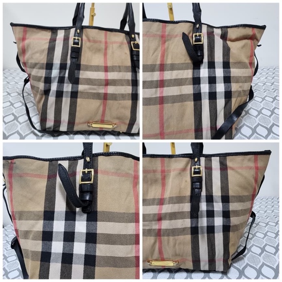 Authentic Burberry Bridle House Check Salisbury Tote Bag Beige/Black - Picture 8 of 16